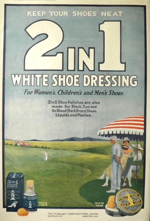 1919 2in 1 Shoe Dressing Ad ~ Golfers