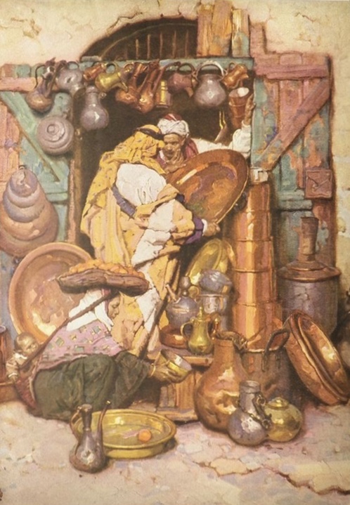 1926 Dean Cornwell Color Print ~ A Copper Shop in Jerusalem