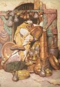 1926 Dean Cornwell Color Print ~ A Copper Shop in Jerusalem