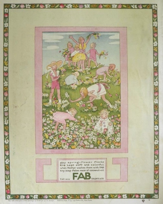 1923 Fab Detergent Ad ~ Adorable Willebeek le Mair Art