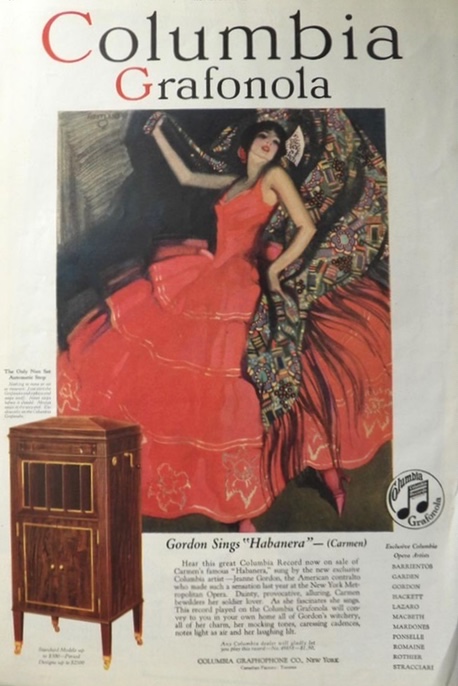 1920 Columbia Grafanola Ad ~ Jeanne Gordon Sings "Habanera"