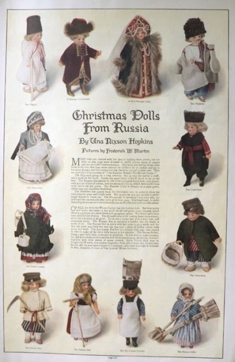 1913 Christmas Dolls From Russia Antique Print, Article