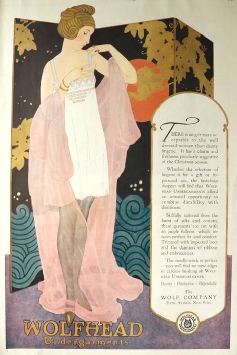 1920 Wolfhead Undergarments Ad ~ Gorgeous Art