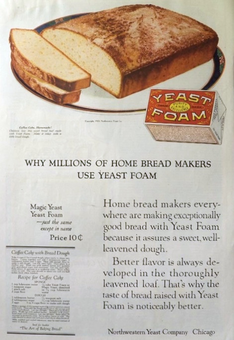 1920 Magic Yeast Foam Ad ~ Coffee Cake Recipe