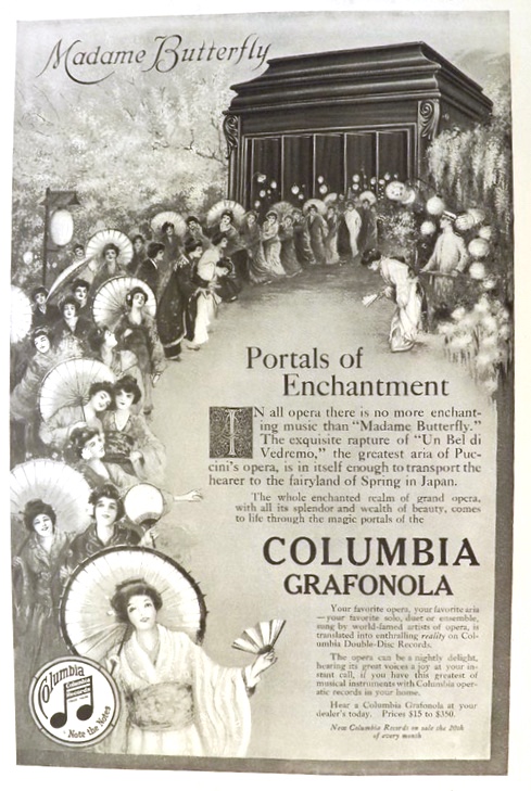 1917 Columbia Grafonola Ad ~ Madame Butterfly