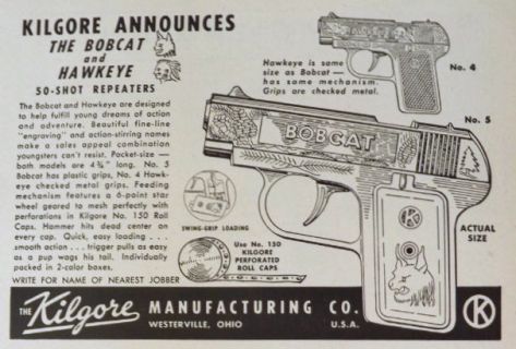 1948 Vintage Kilgore Cap Gun Ad ~ Bobcat & Hawkeye