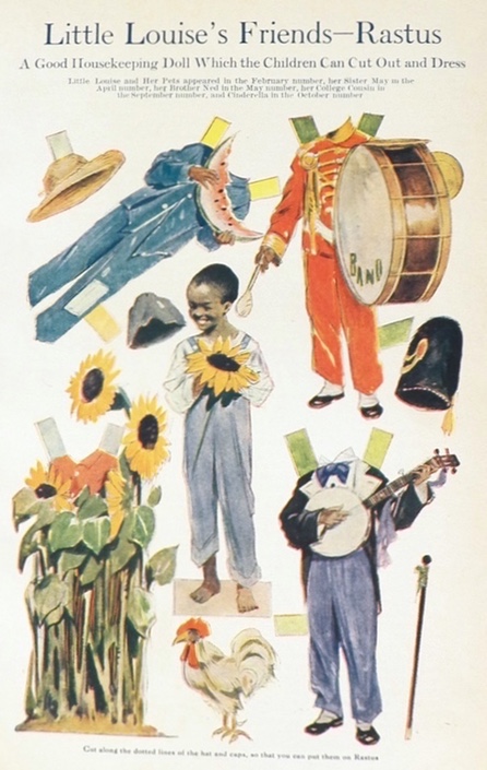1909 Original Paper Dolls Sheet ~ Little Louise's Frienda&mdash;Rastus