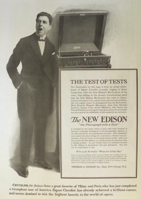 1917 New Edison Phonograph Ad ~ Guido Ciccolini