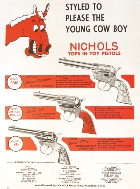 1948 Vintage Nichols Cap Gun Toy Pistol Ad