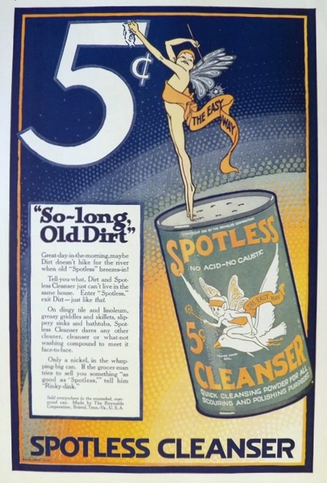 1917 Spotless Cleanser Ad ~ "Jiffy" the Fairy Sprite