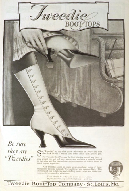 1920 Tweedie Boot-Tops Ad ~ "Be Sure They Are Tweedies"
