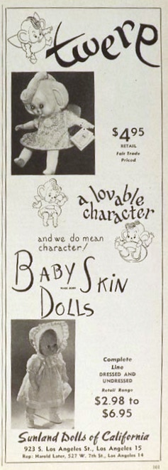 1948 Vintage Sunland Baby Skin Character Doll Ad
