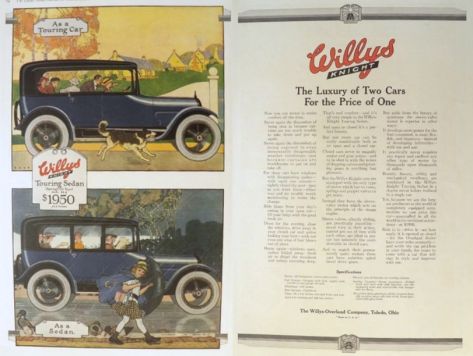 1916 Willys Knight Ad ~ Herbert Paus Art