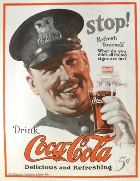 1924 Coca Cola Coke Ad ~ Cop Drinks Coke