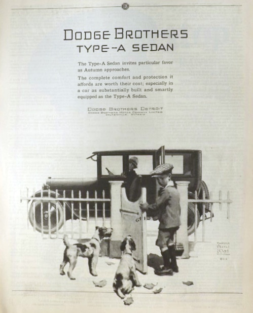 1924 Dodge Brothers Type-A Sedan Ad ~ Boy with Dogs