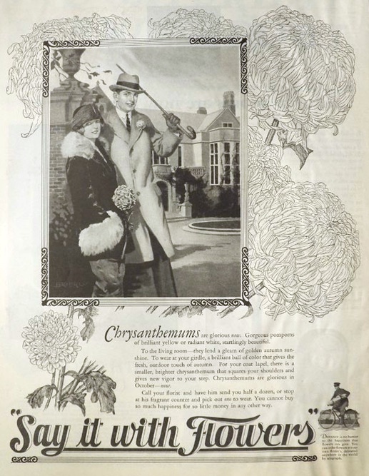 1924 Say It With Flowers Ad ~ Chrysanthemums