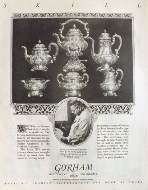 1927 Gorham Louis XIV Silver Tea Service Ad
