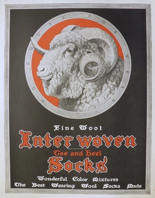 1924 Interwoven Socks Ad ~ Ram Head