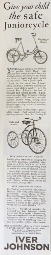 1927 Iver Johnson Bicycle Ad ~ The Safe Juniorcycle
