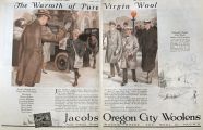 1924 Jacobs Oregon CIty Woolens Ad ~ Fred Mizen Art
