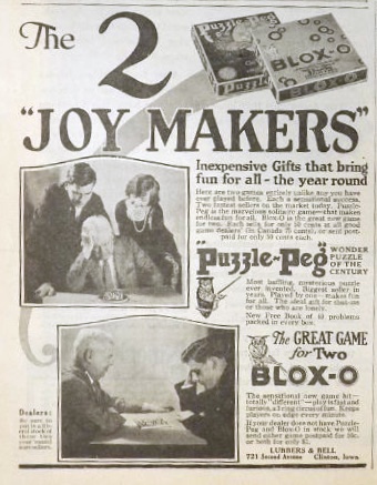1923 Vintage Puzzle-Peg & Blox-O Game Ad