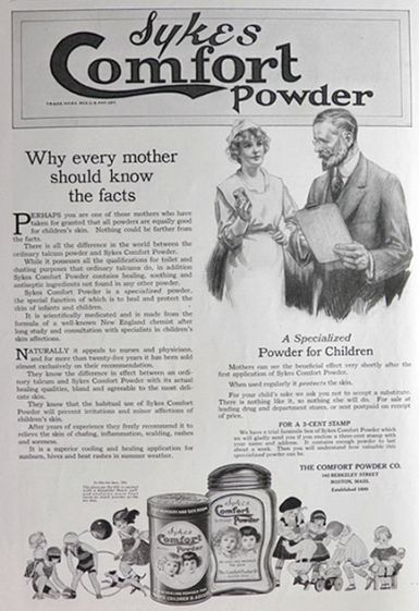 1919 Sykes Comfort Children's Powder Ad