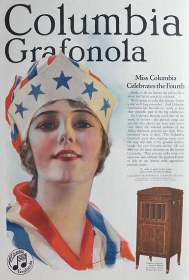 1919 Columbia Grafonola Ad ~ Stunning Rolf Armstrong Art ~ Patriotic