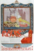 1919 Vivaudou's Mavis Face Powder Ad ~ Cupids at the Kettle
