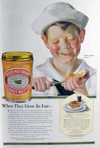 1919 Beechnut Peanut Butter Ad ~ Cushman Parker Sailor Boy