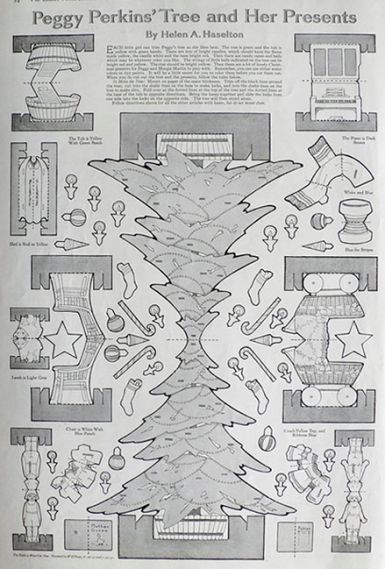 1918 Peggy Perkins Christmas Tree & Her Presents Cut-Outs Paper Dolls