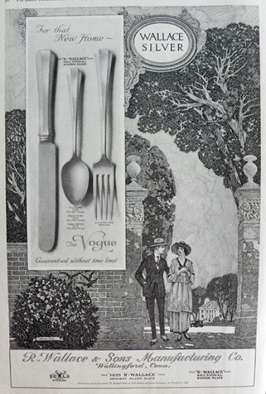 1919 Wallace Silver Ad ~ Vogue Pattern ~ Franklin Booth Art
