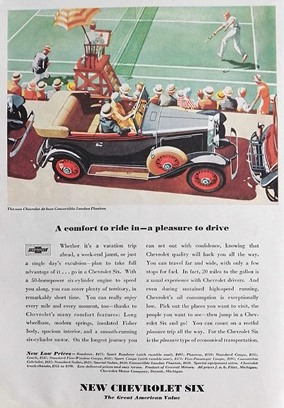 1931 Chevy Six Ad ~ Convertible Landau Phaeton