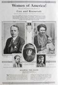 1920 Cox & Roosevelt Democratic Political Ad Women of America