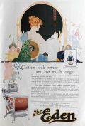 1920 Eden Washing Machine Ad ~ Clothes Last Longer