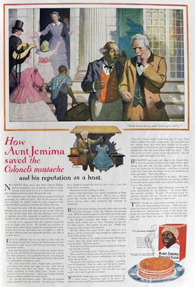 1920 Aunt Jemima Pancakes Ad ~ The Colonel's Mustache