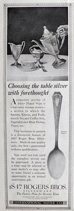 1920 Rogers Bros. Silverplate Ad ~ Heraldic