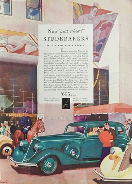 1934 Studebaker Car Ad ~ RCA Building
