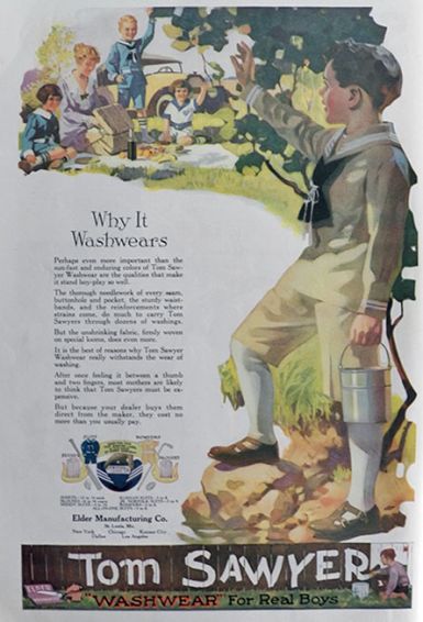 1920 Tom Sawyer Boys Clothing Ad ~ Why it Washwears