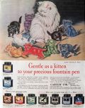 1943 Carter's Ink Ad ~ Gentle As A Kitten
