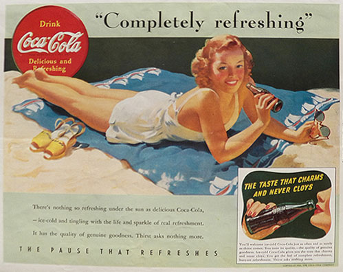 1941 Coca Cola Coke Ad ~ Beach Lady
