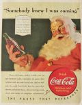 1940 Coca Cola Coke Ad ~ Santa ~ Somebody Knew I Was Coming