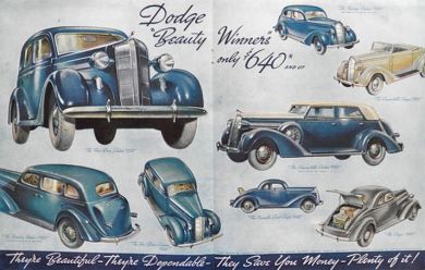 1936 Dodge Ad ~ Full Line of Styles ~ 2 Pages