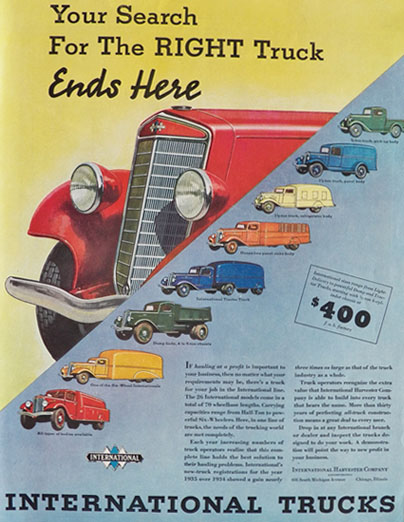 1936 International Harvester Truck Ad ~ Search For The Right Truck