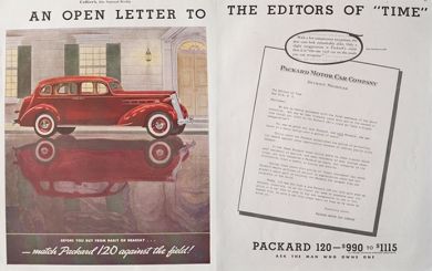 1936 Packard 120 Ad ~ Letter to Time Magazine