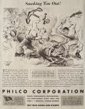 1943 WWII Philco Radio Ad ~ C.G. Werner Political Cartoon