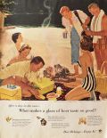 1955 Beer Belongs Ad ~ Beach Barbecue ~ FOR SPENCER
