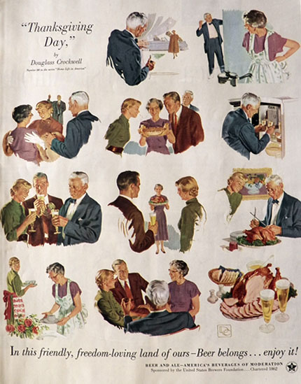 1953 Beer Belongs Ad ~ Thanksgiving Day