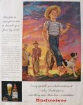 1946 Budweiser Beer Ad ~ Boy & Dog Go Fishing