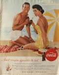 1955 Coca Cola Coke Ad ~ Tan Beach Couple