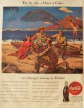 1945 WWII Coca Cola Coke Ad ~ Hawaiian Hospitality